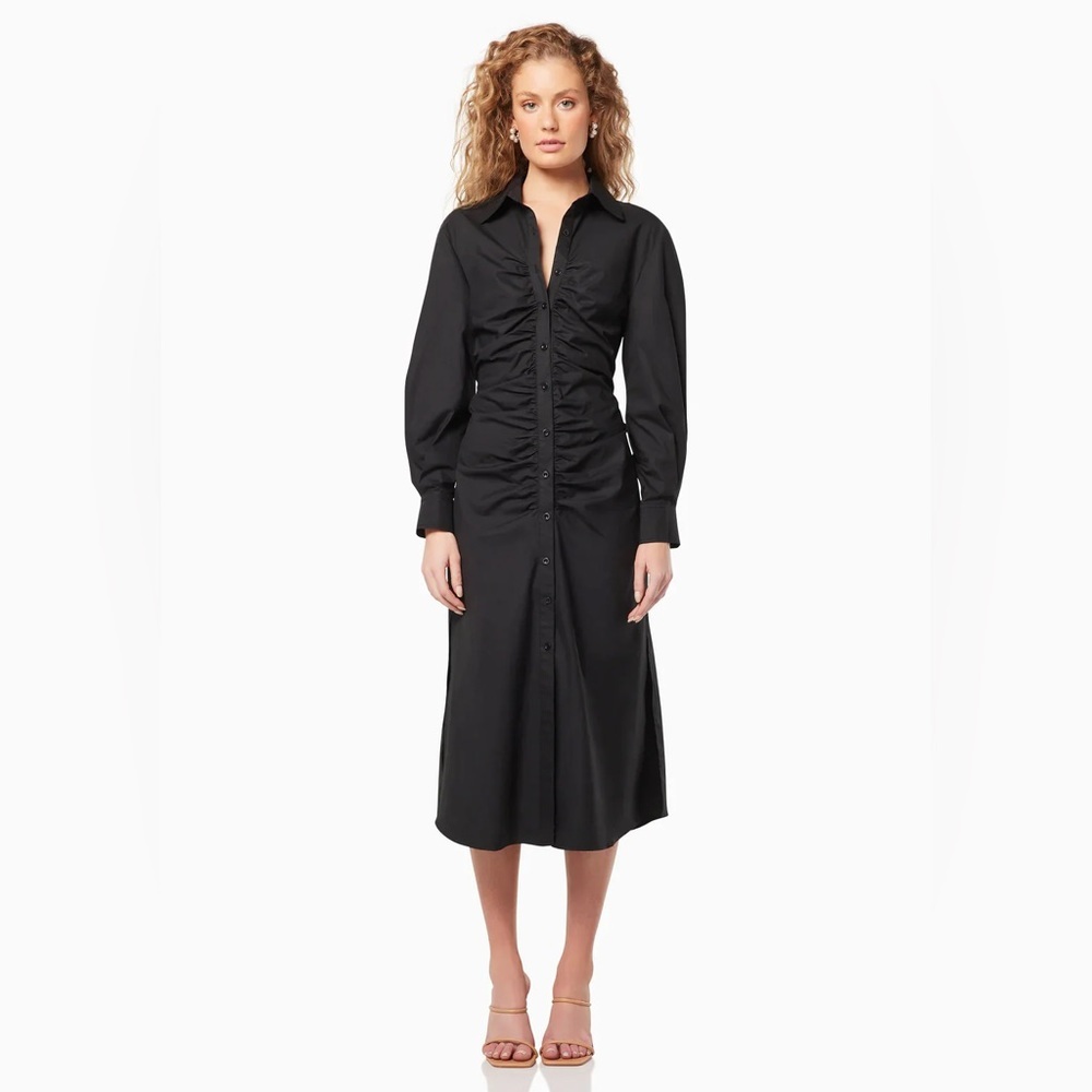 Elliatt Sylvia Midi Shirt Dress in Black